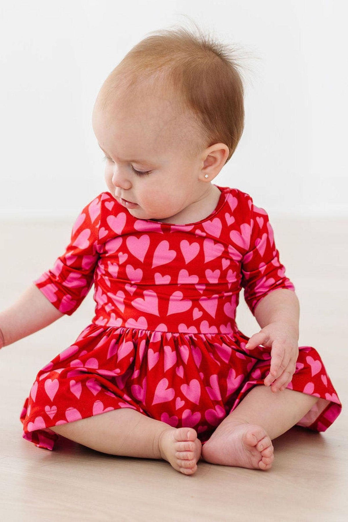 Mila & Rose 3/4 Sleeve Twirl Bodysuit - Hearts & Hugs