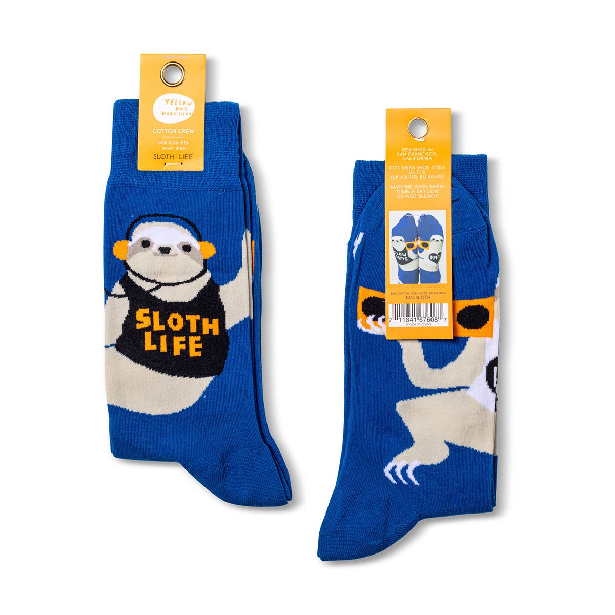 Yellow Owl Workshop Crew Socks - Sloth Life