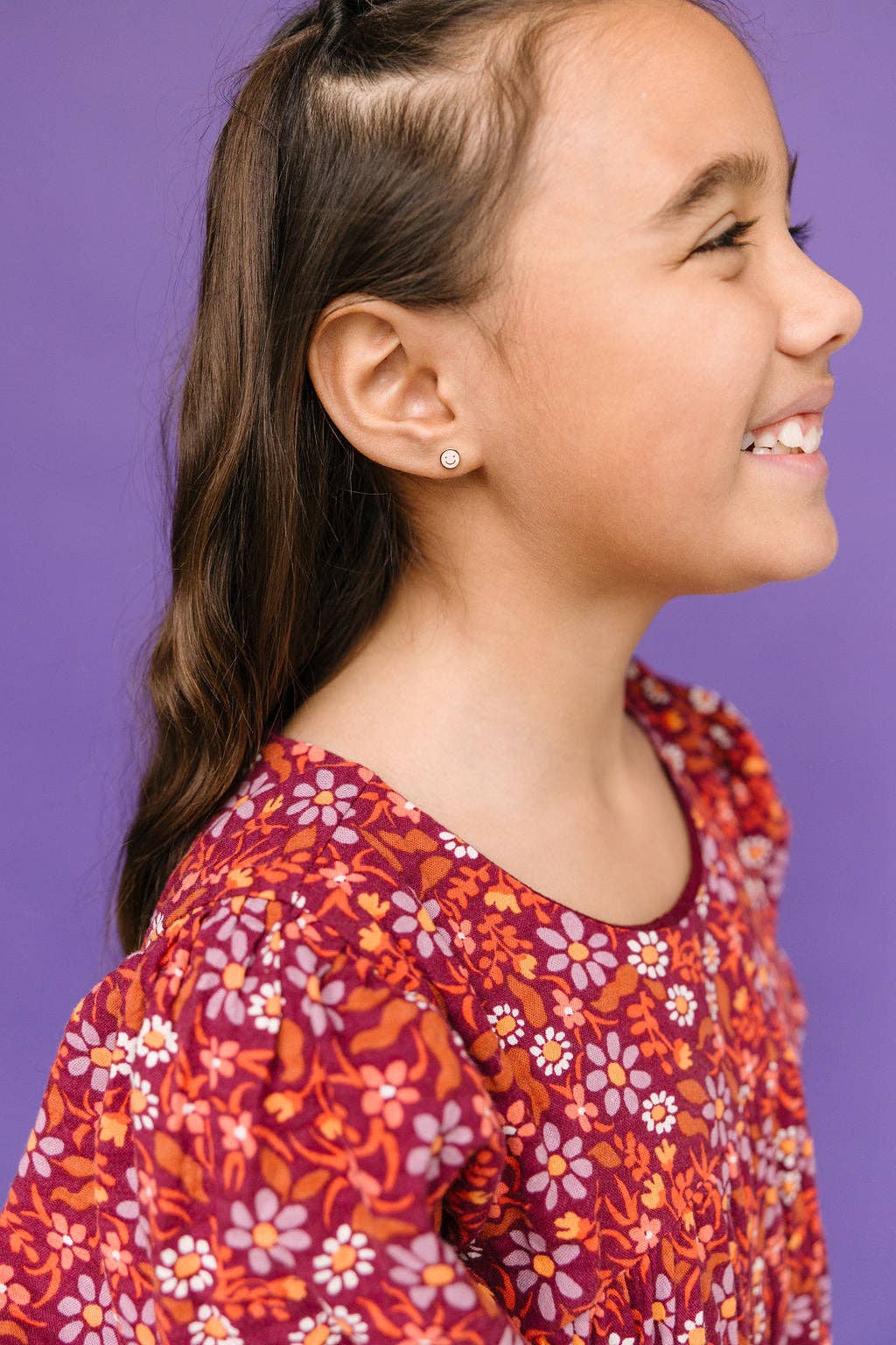 Desert Peach - Pink Smiley Stud Earrings