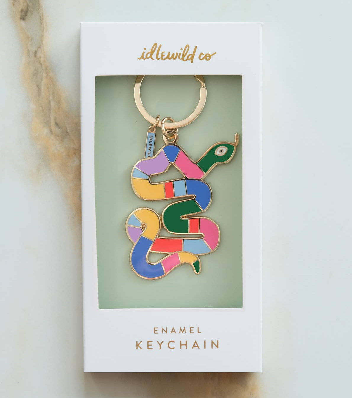 Idlewild Co. Enamel Keychain - Rainbow Snake