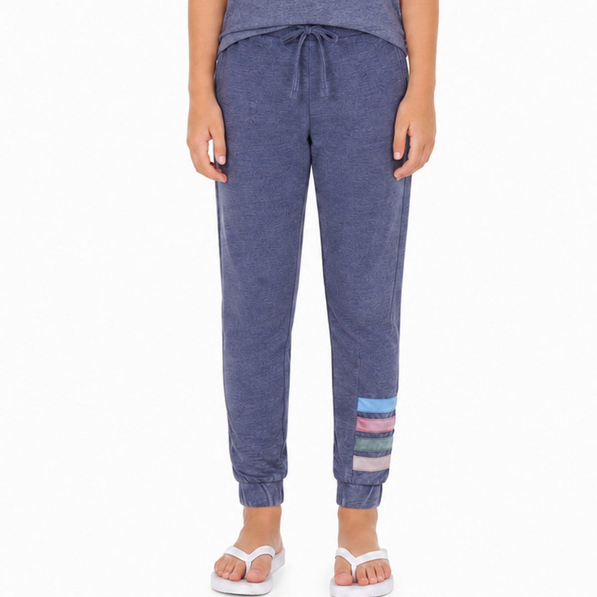 Girls’ Jogger Pant with Striped Detail - Distressed Navy