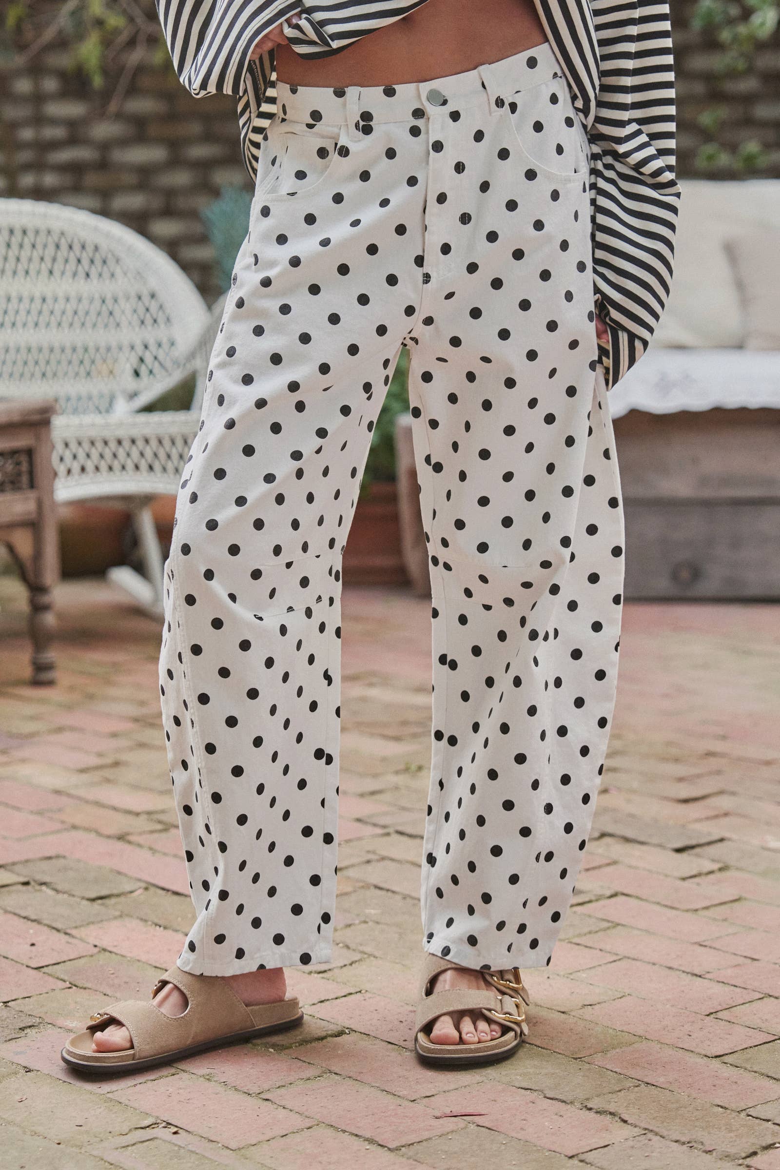 Women's Barrel Leg Jeans - Polka Dot