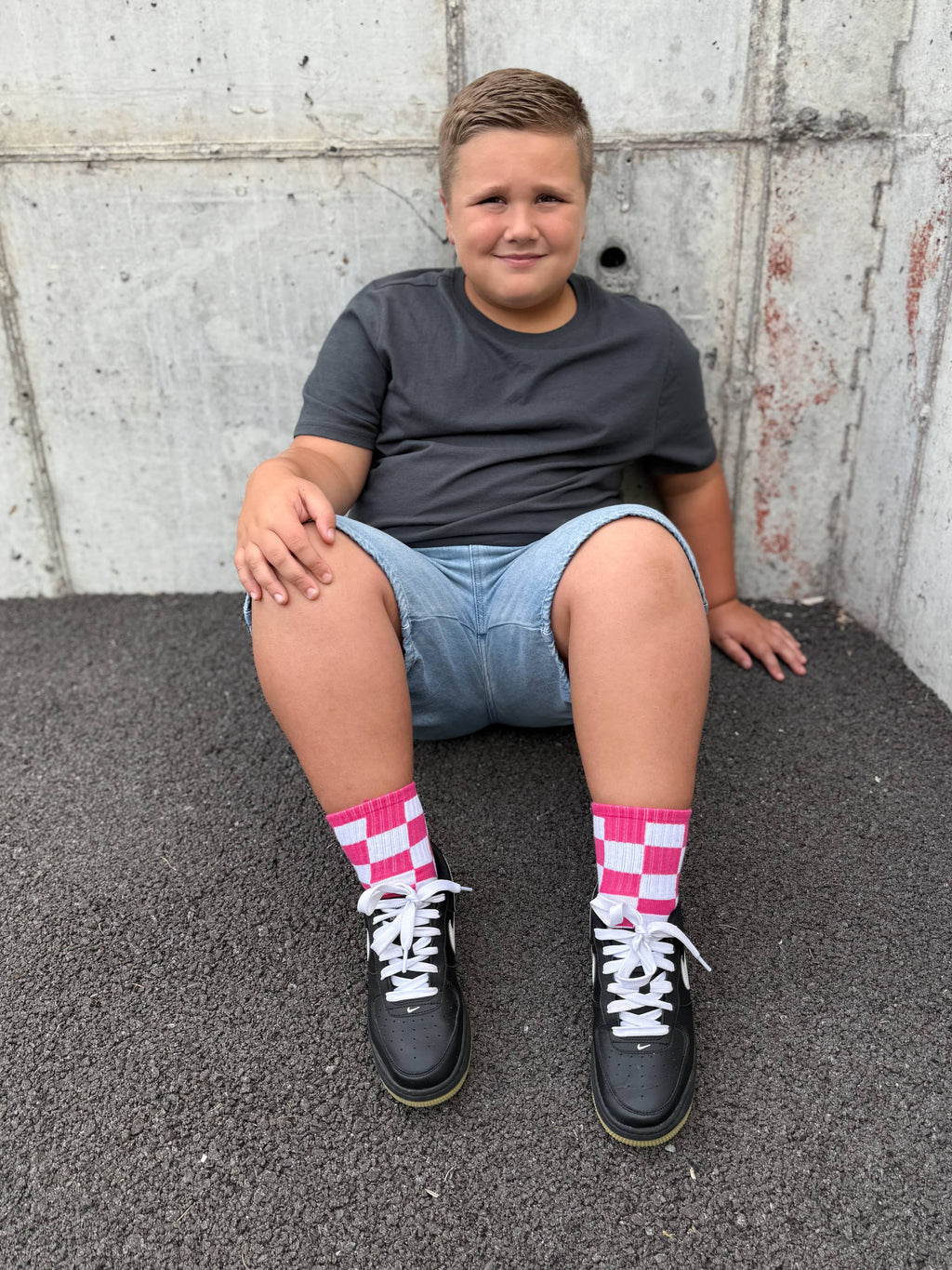 Kickin it up Socks - Pink Checks