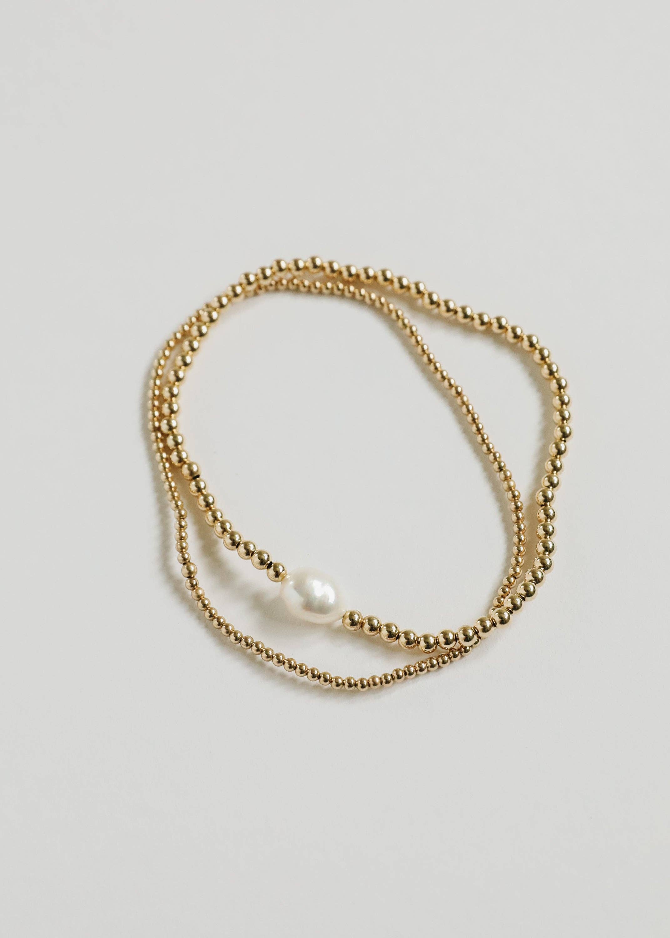 CanyonLeaf - 14K Gold Filled || Beaded Stretch Anklet
