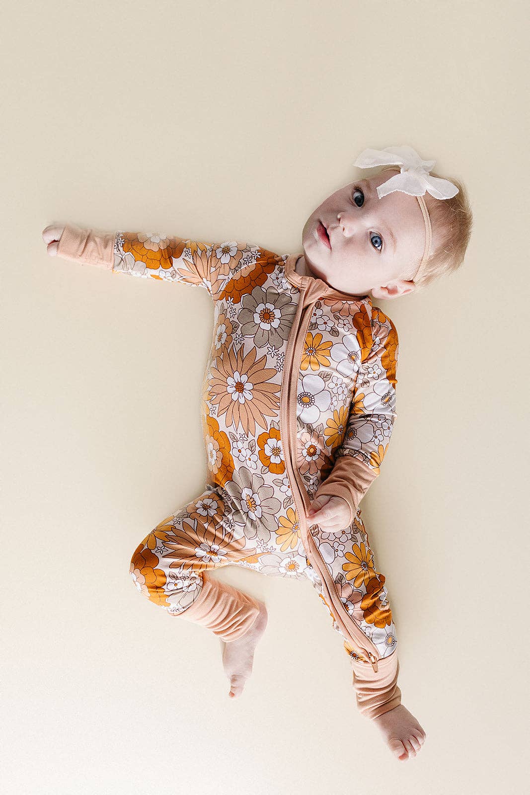 Lucky Panda Kids Bamboo Zip Romper - Petal Pop