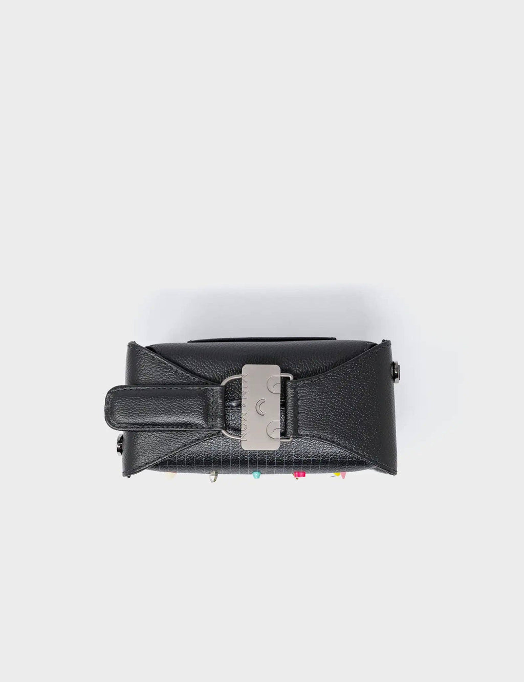 Min & Mon - Benji Micro Crossbody Black Leather Bag - Studs Pattern