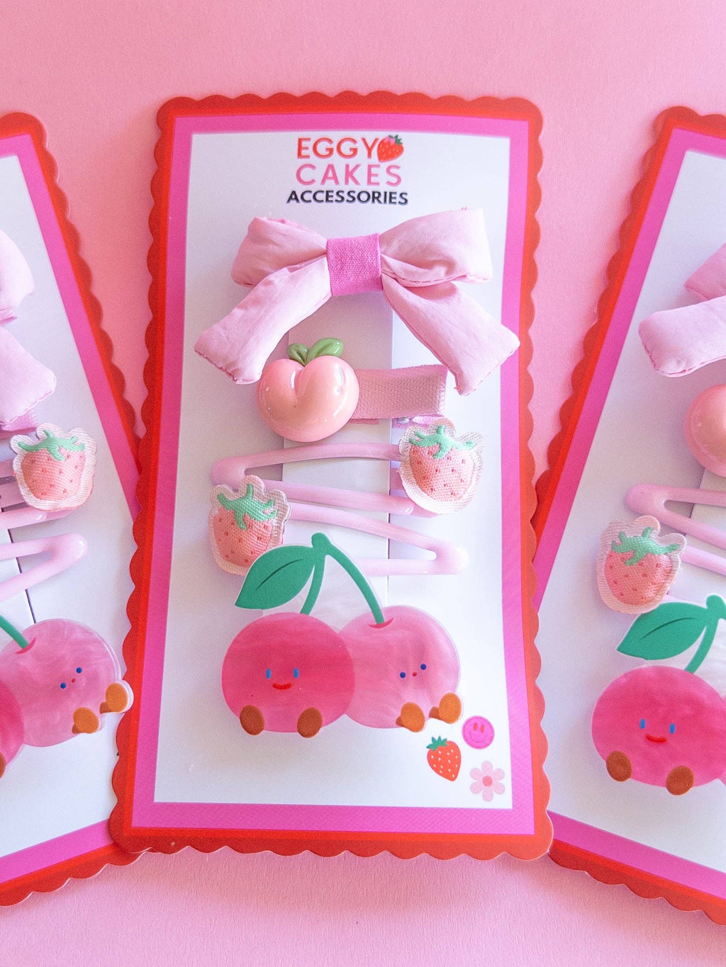 Eggy Cakes - Twin Cherries Puffy Bow Set