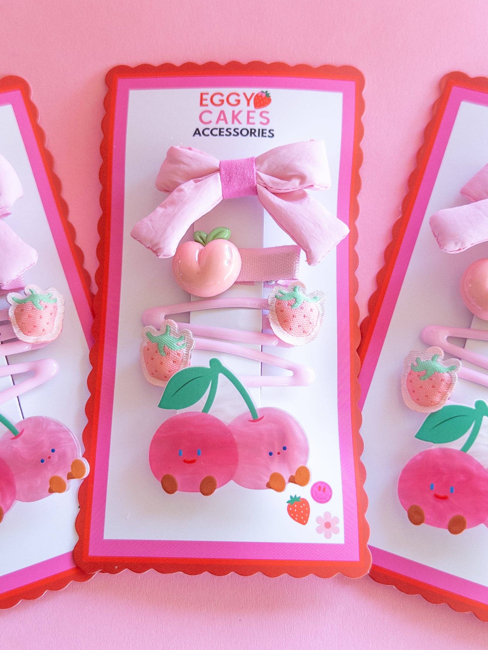 Eggy Cakes - Twin Cherries Puffy Bow Set