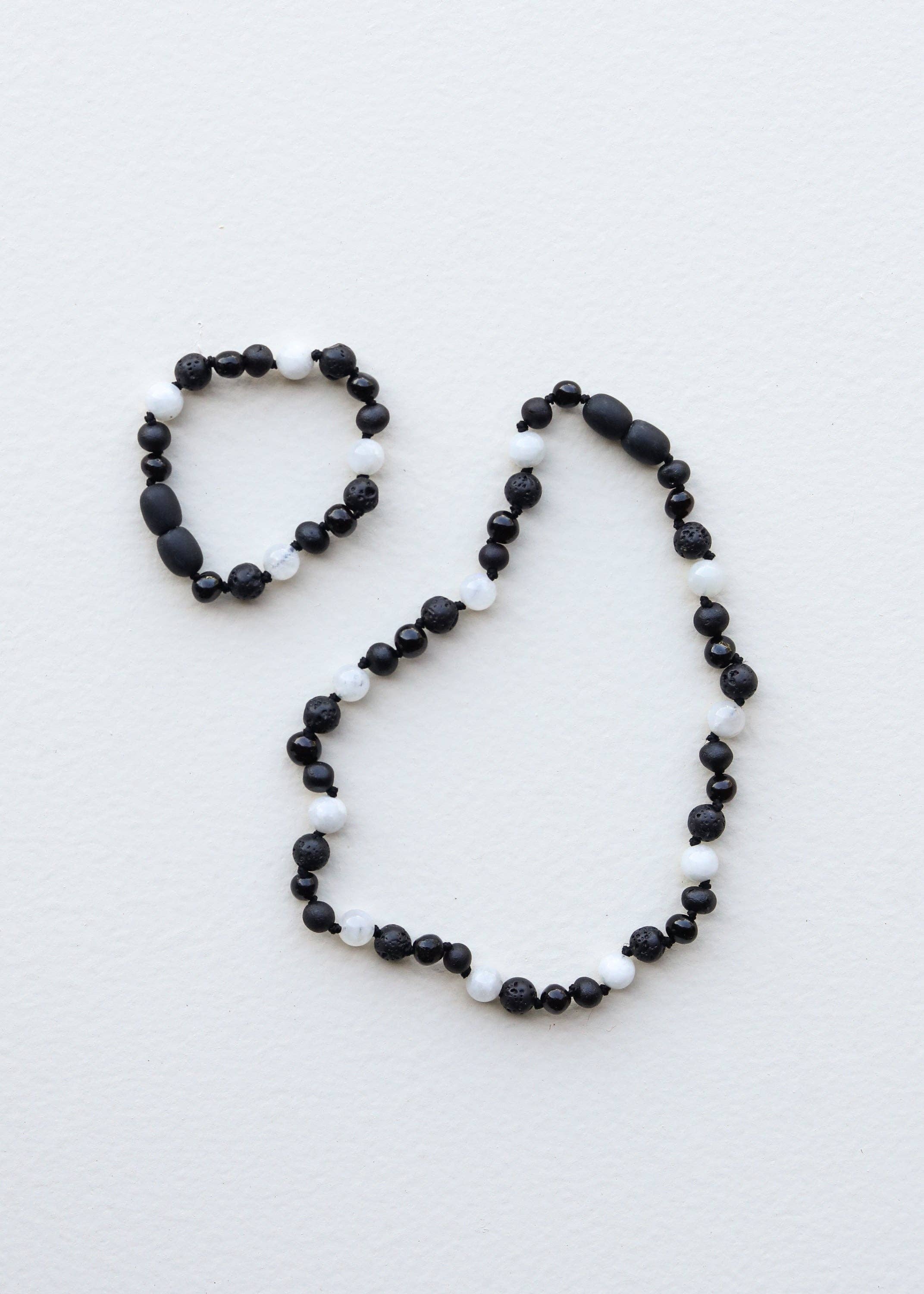 CanyonLeaf - Raw Black Baltic Amber + Moonstone || Anklet or Bracelet