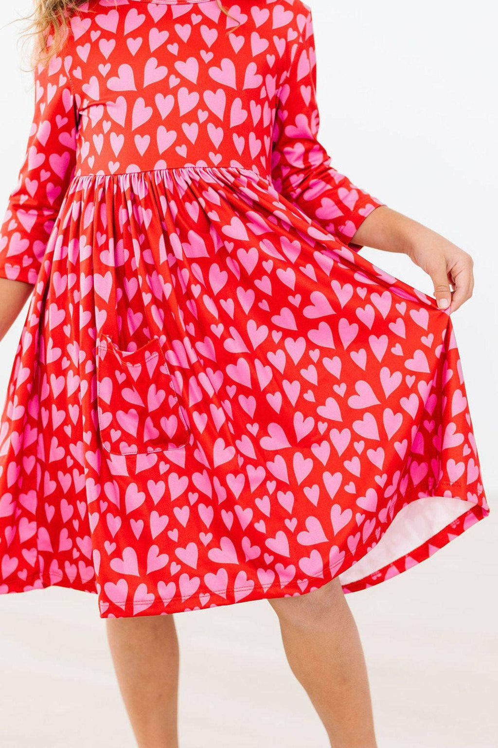 Mila & Rose 3/4 Sleeve Pocket Twirl Dress - Hearts & Hugs