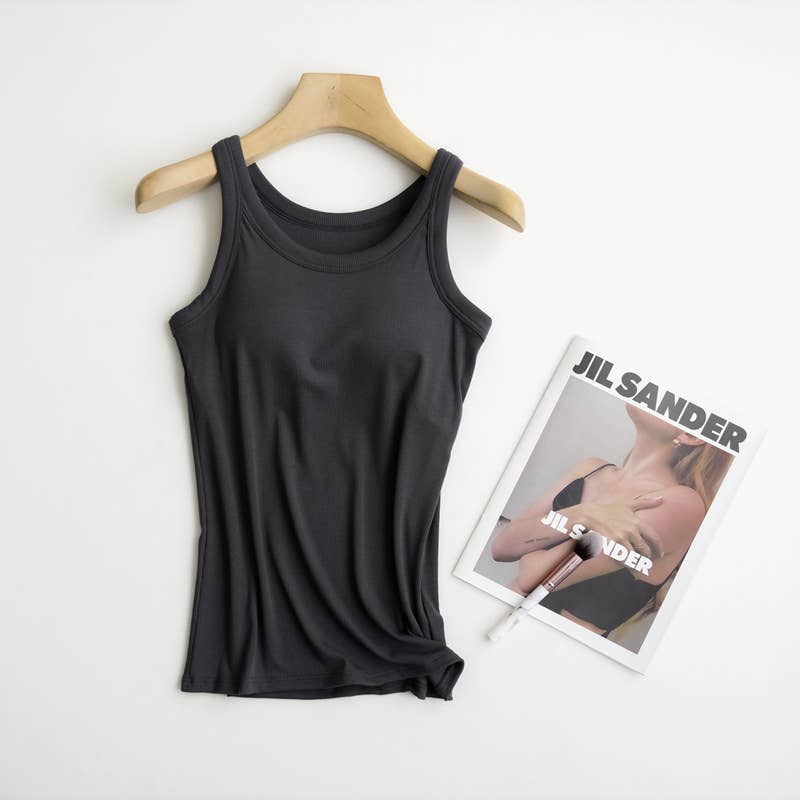 Women's Ribbed Tank w/ Built In Bra
