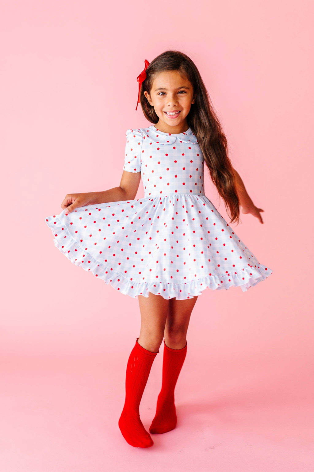 Little Stocking Co. Lace Top Knee High Socks - Bright Red