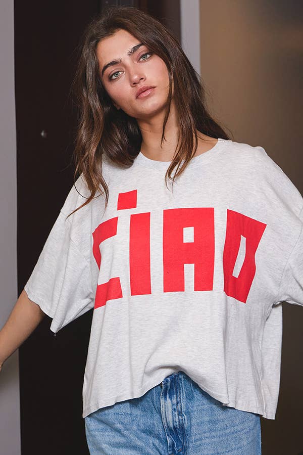 Women's 'CIAO' Graphic Jersey Boxy Crop Top