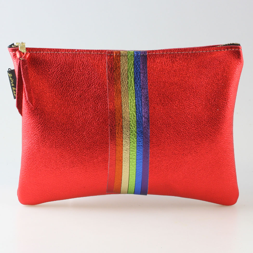 Zina Kao - The Thin Rainbow Carter Metallic Clutch - Ruby