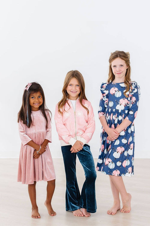 Mila & Rose Velvet Twirl Dress - Vintage Pink (Final Sale)
