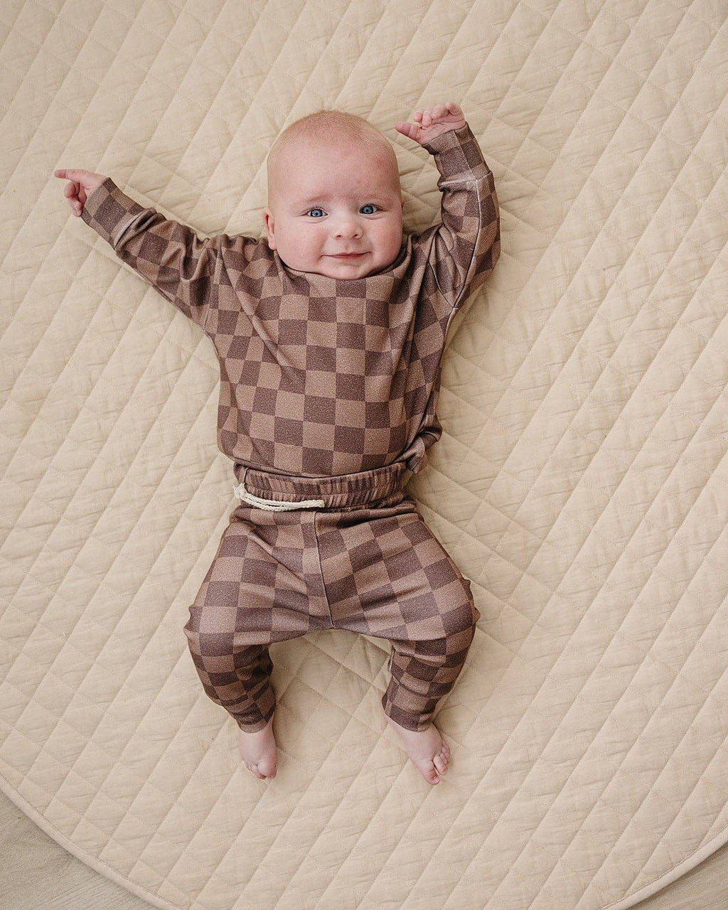 Lucky Panda Kids Jogger Set - Espresso Checkered