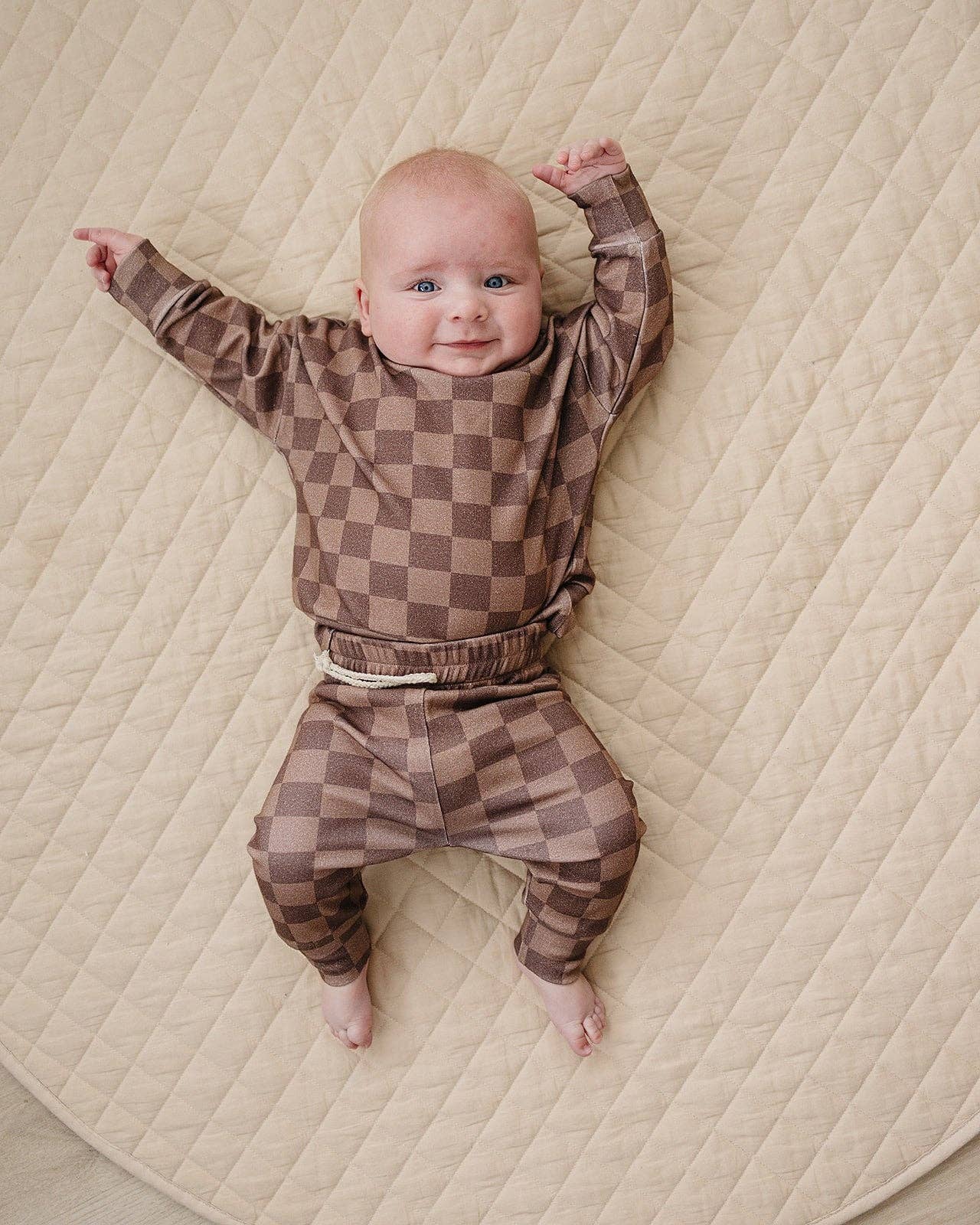Lucky Panda Kids Jogger Set - Espresso Checkered