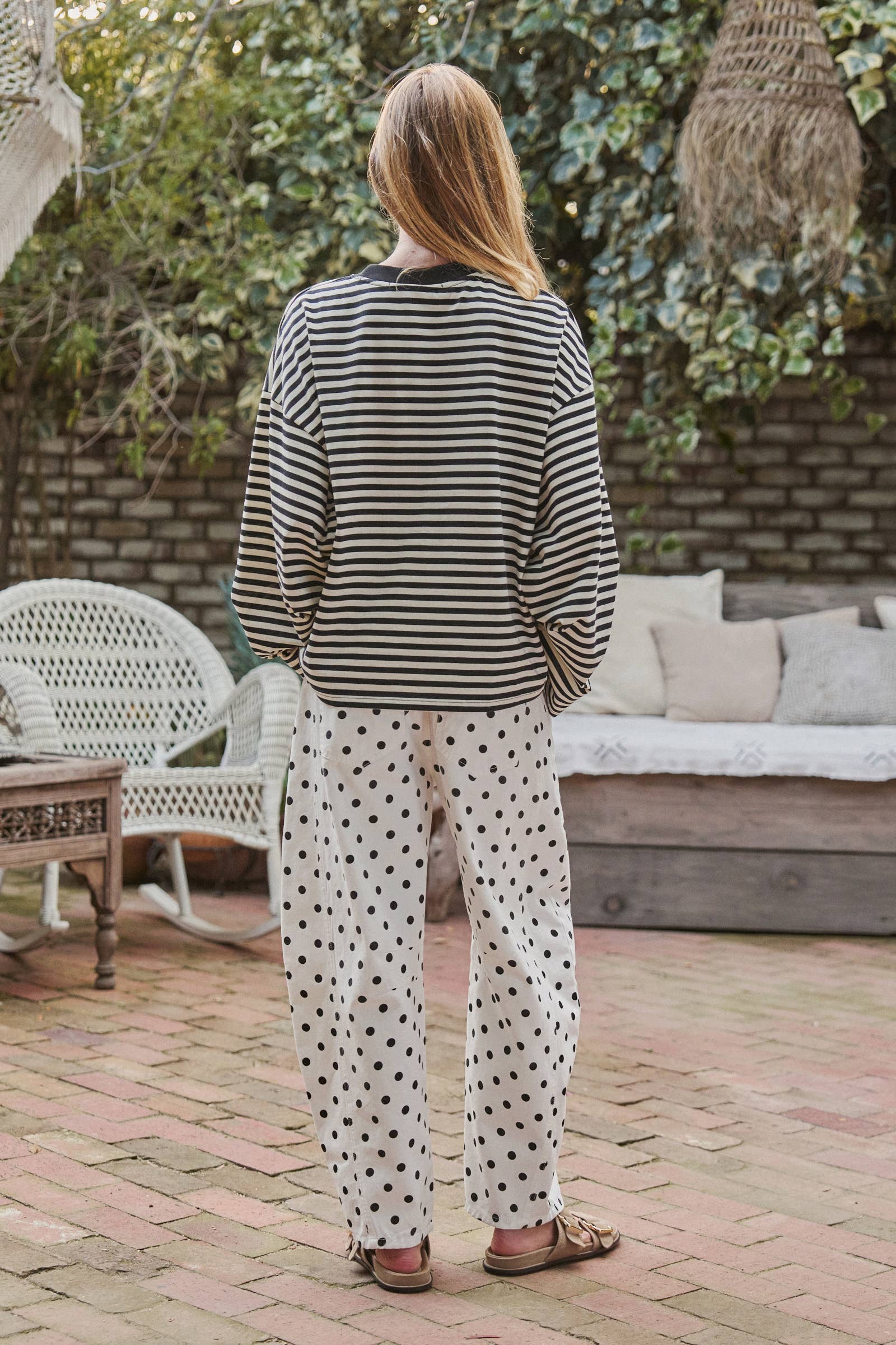 Women's Barrel Leg Jeans - Polka Dot