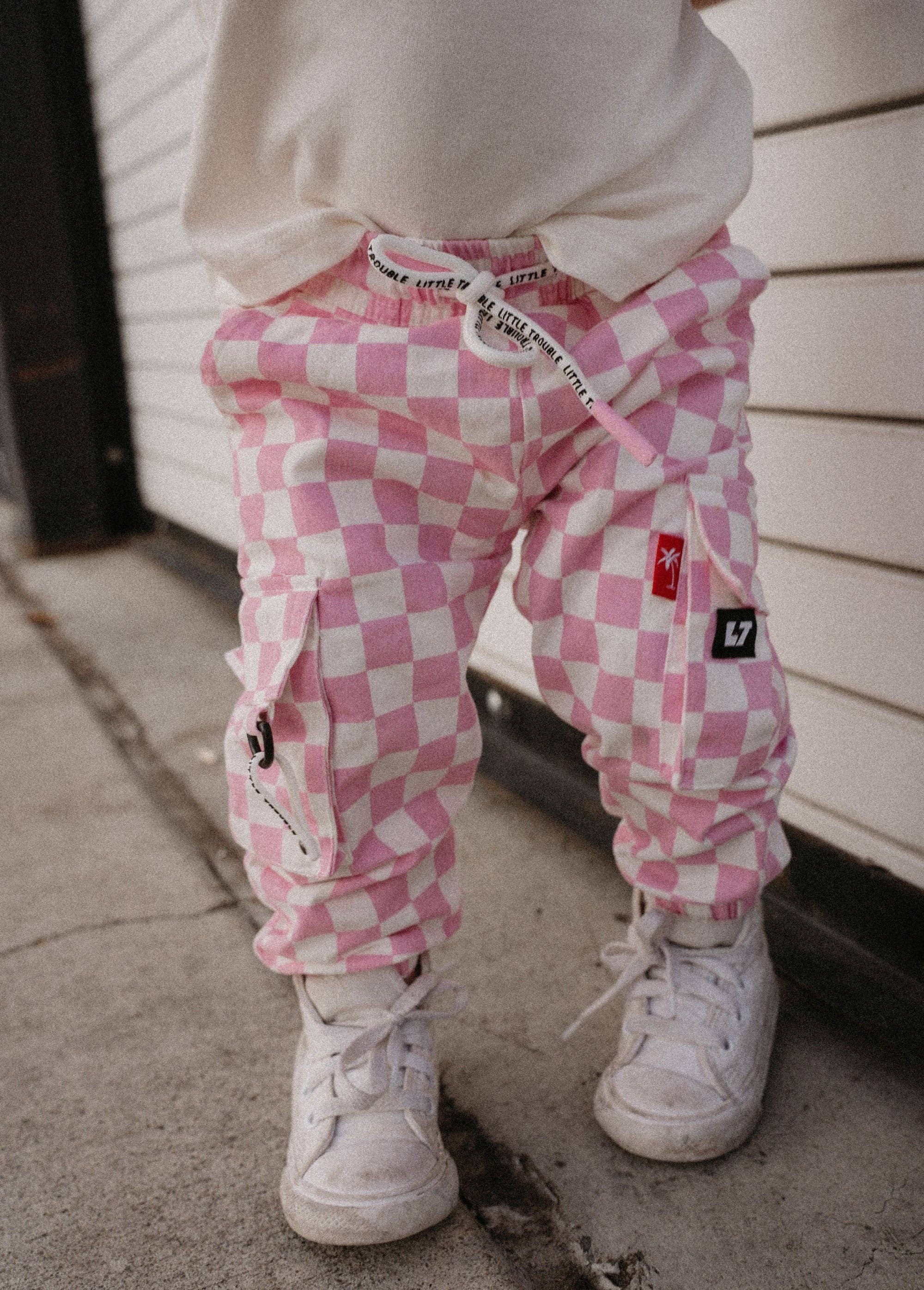 Little Trouble - Pink Checker Cargos
