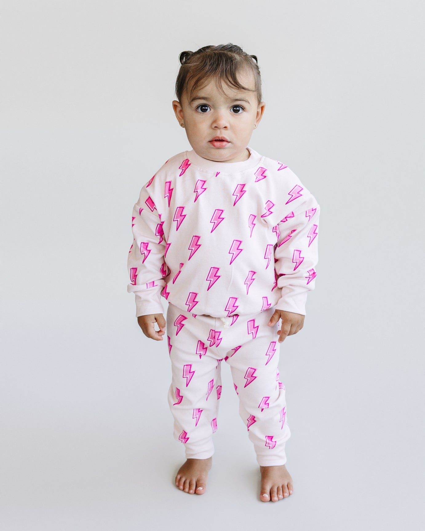 Lucky Panda Kids Jogger Set - Pink Bolts