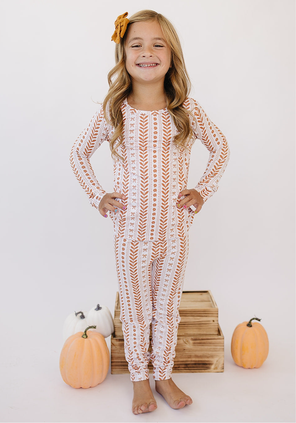 Lucky Panda Kids Bamboo Two Piece PJs - Boho Daisy