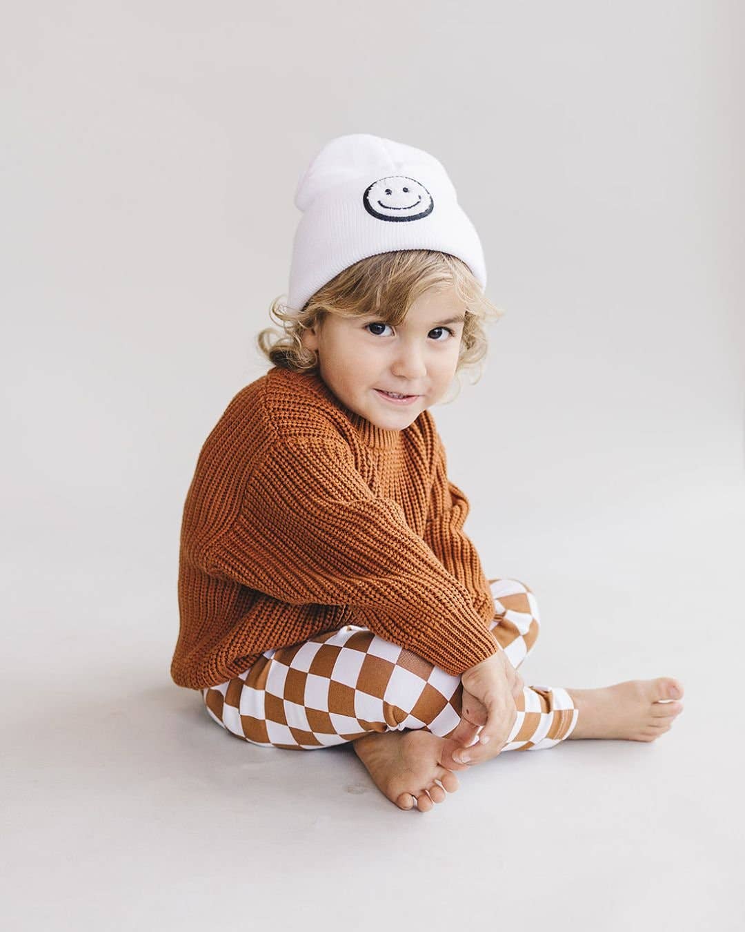 Lucky Panda Kids Smiley Beanie - White