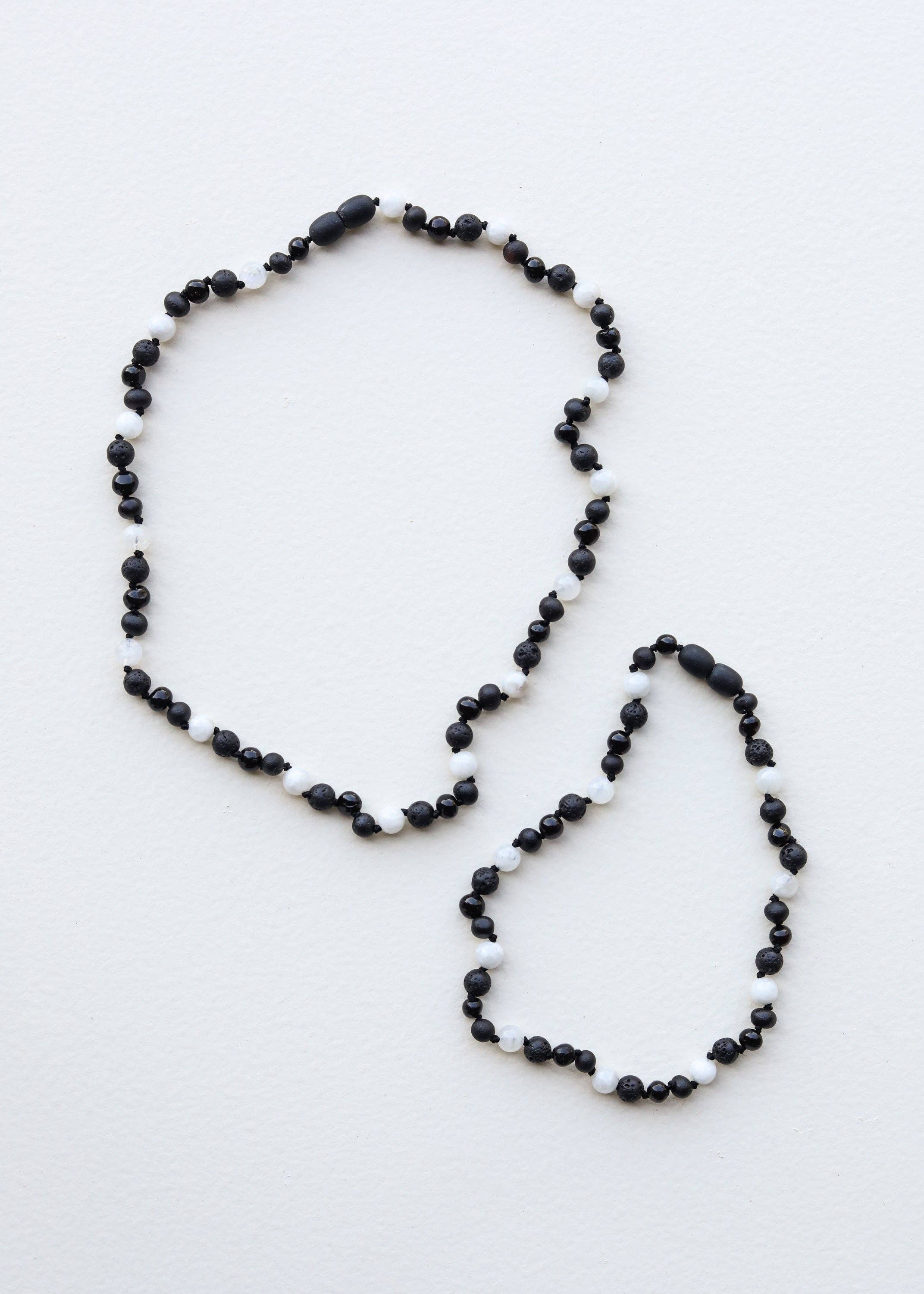 CanyonLeaf - Raw Black Baltic Amber + Moonstone || Anklet or Bracelet
