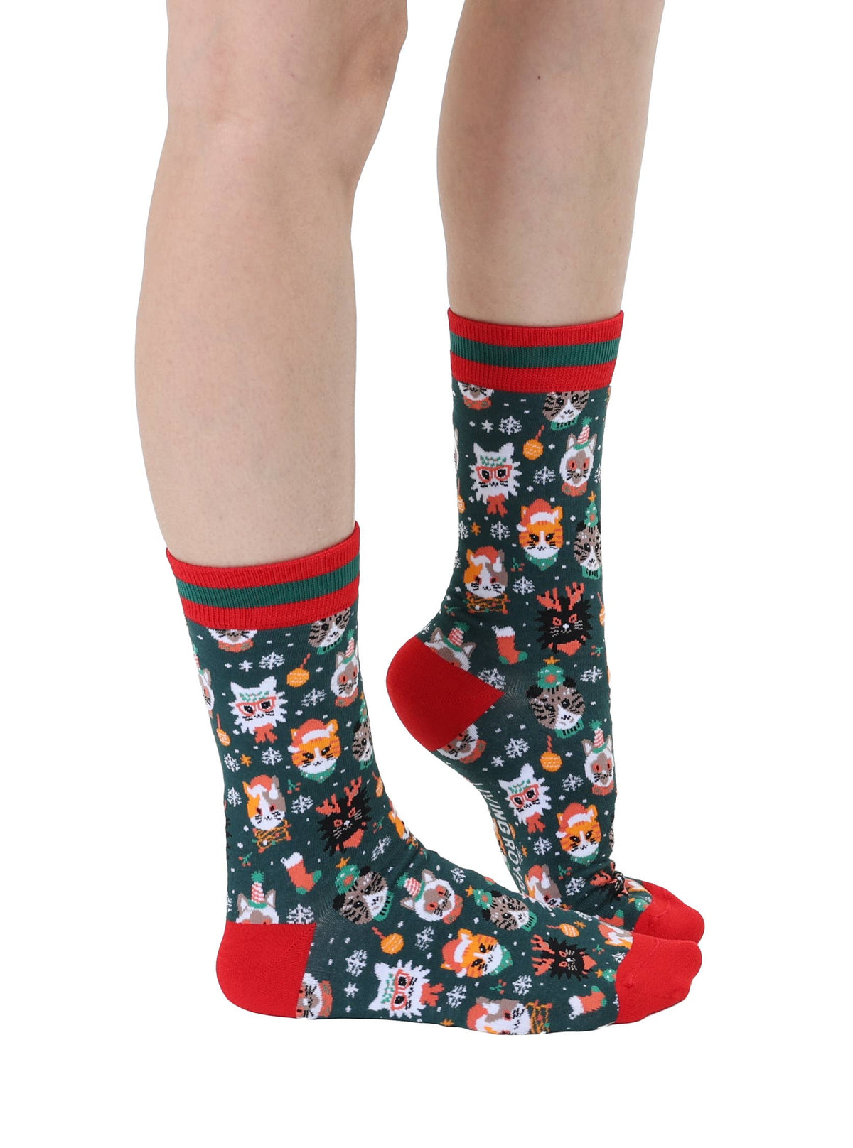 Living Royal Crew Socks - Festive Cats (Adult)