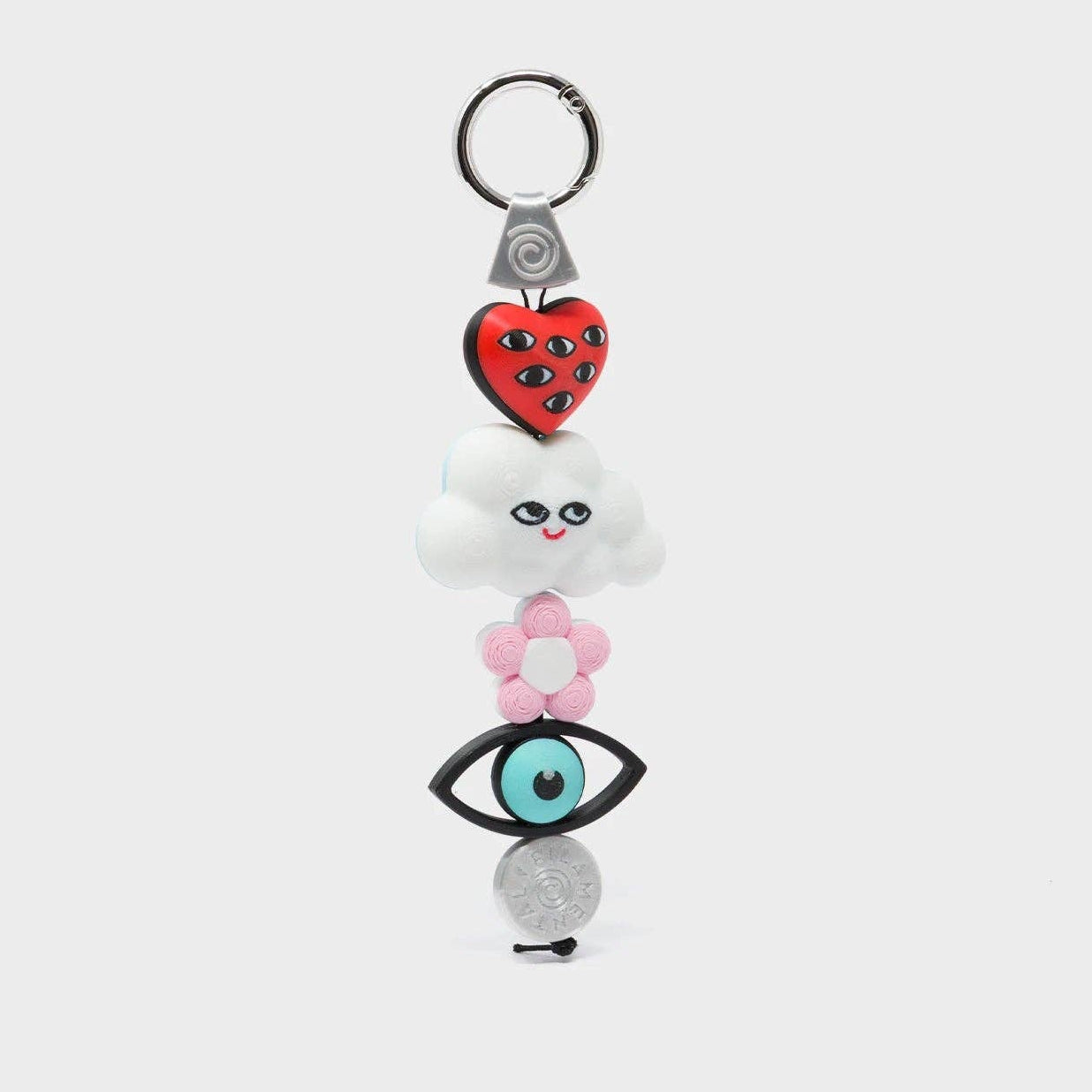 Min & Mon - Cloudette Charm - Red and Pink 3D Printed Bioplastic Keychain