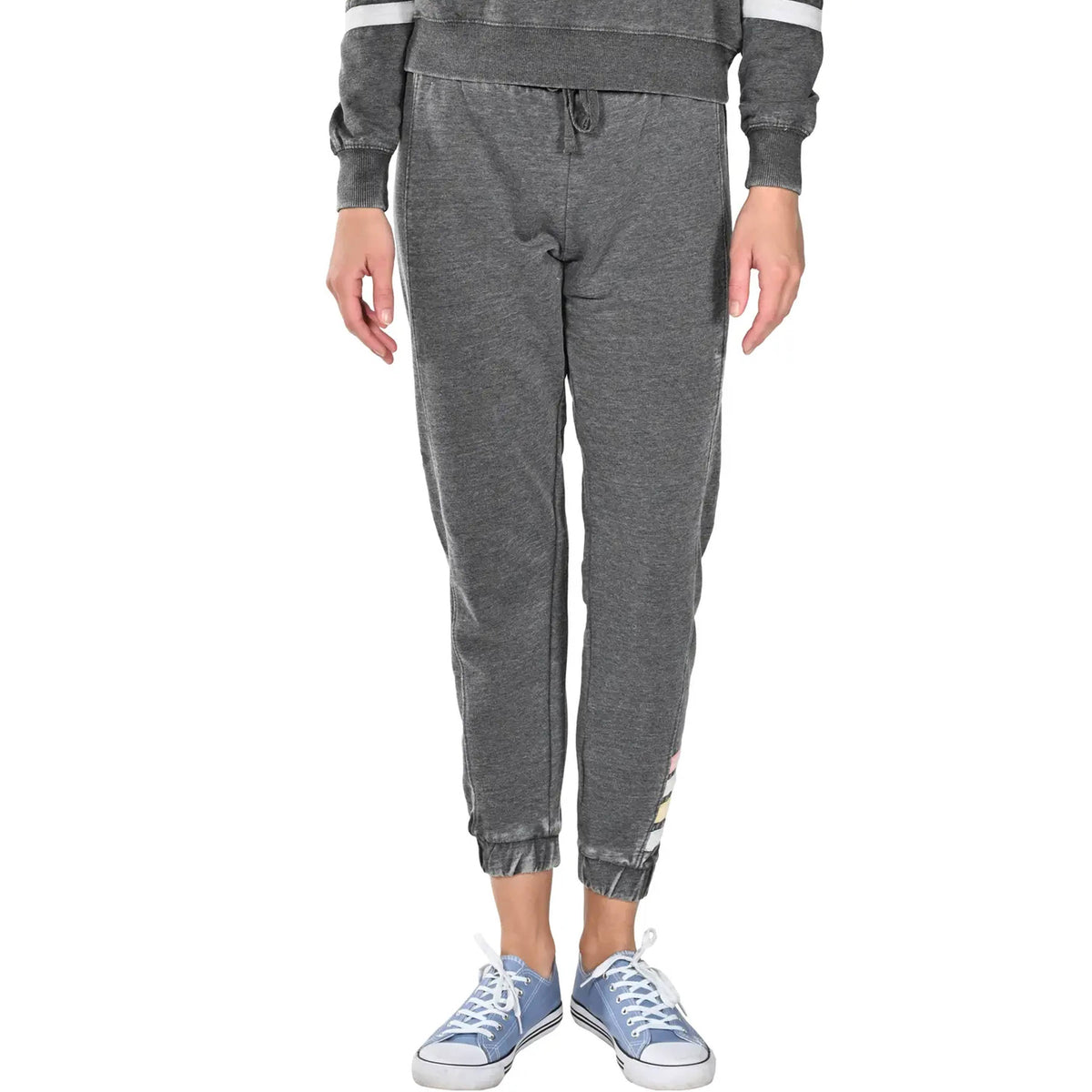 Women's Jogger Pants - Charcoal w/ Stripe