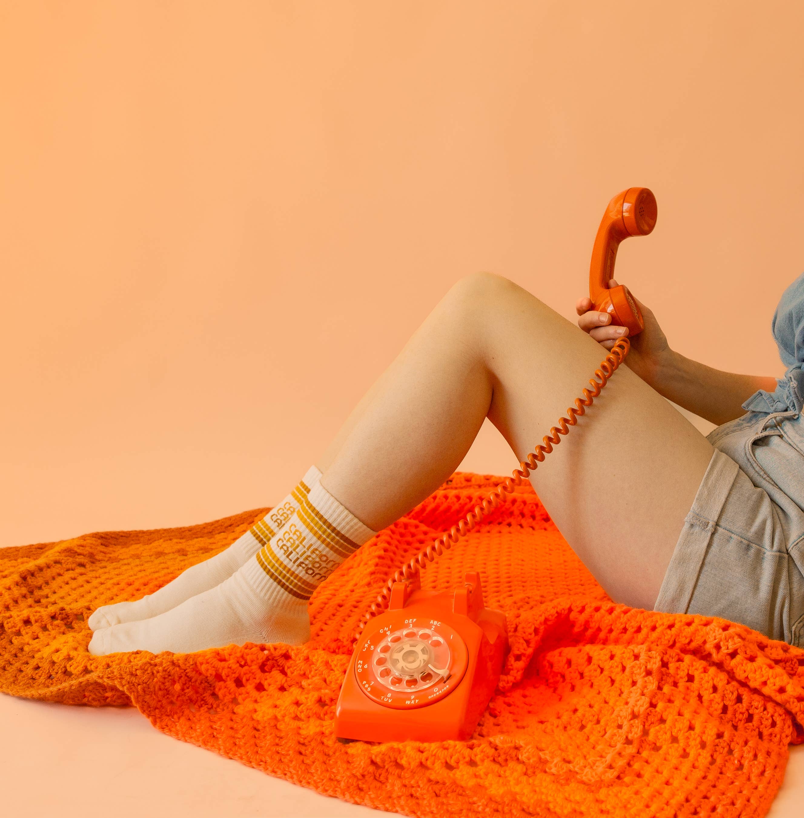 Sunshine Studios Ribbed Crew Socks - California Striped