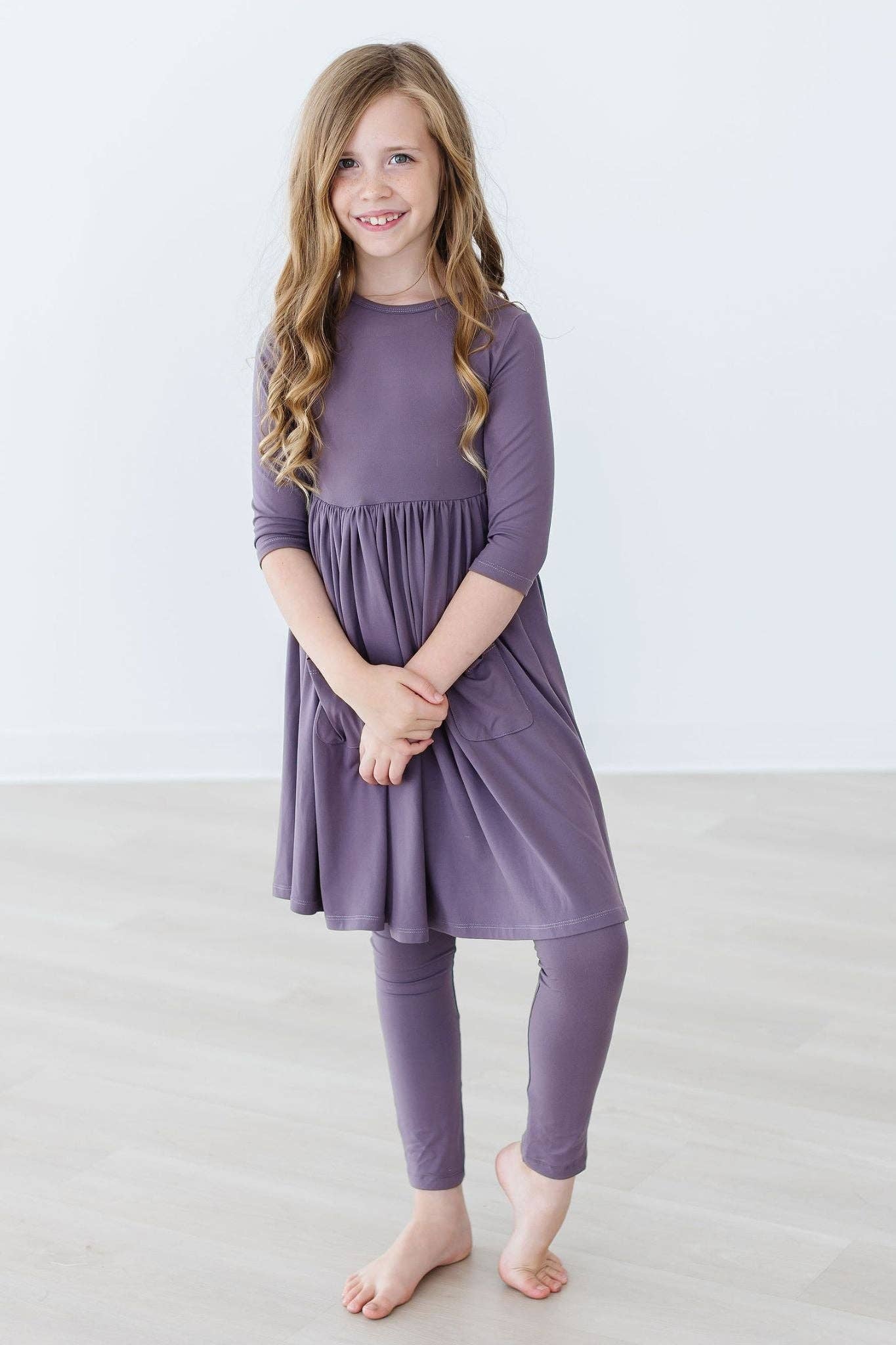 Mila & Rose 3/4 Pocket Twirl Dress - Vintage Violet