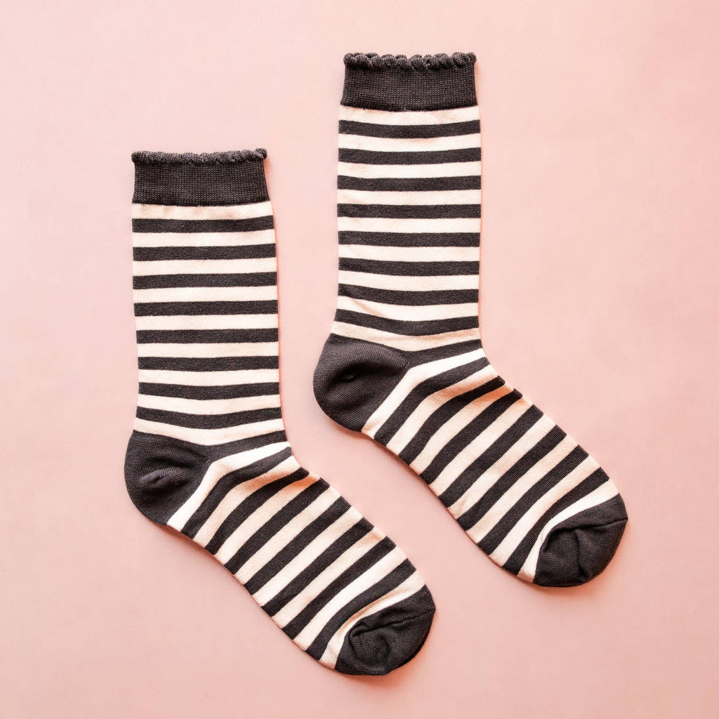 Sunshine Studios - Striped Crew Socks (Black)