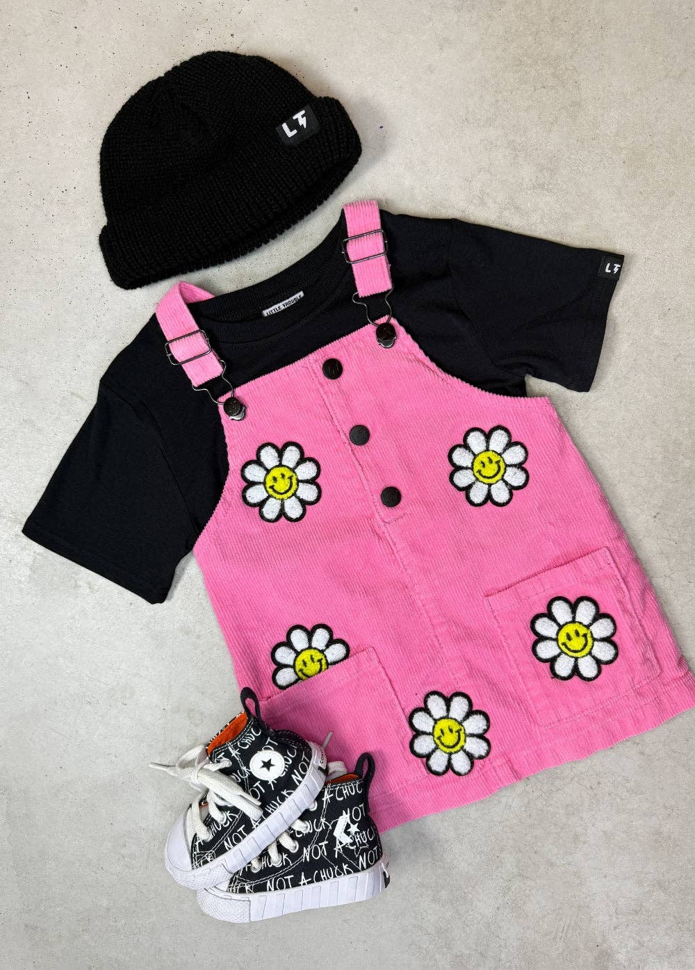 Little Trouble - Little Bloomer Pink Corduroy Dress