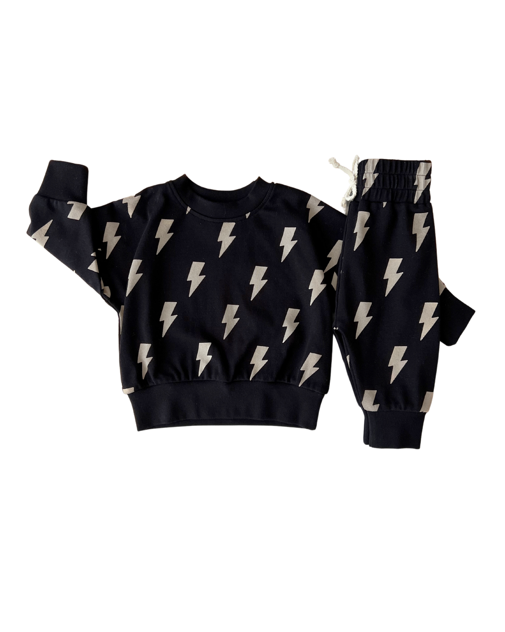 Lucky Panda Kids Jogger Set - Black Bolts