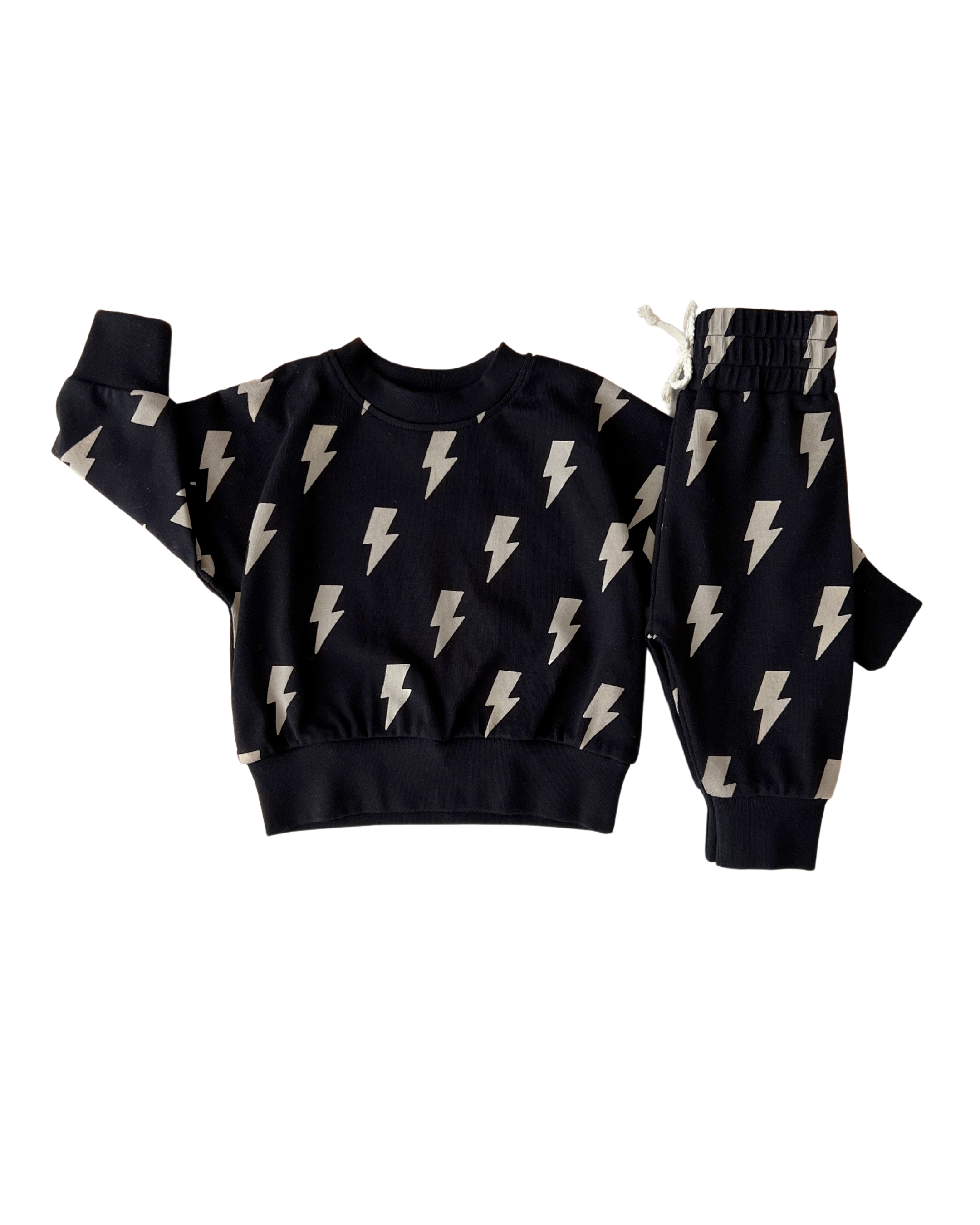 Lucky Panda Kids Jogger Set - Black Bolts