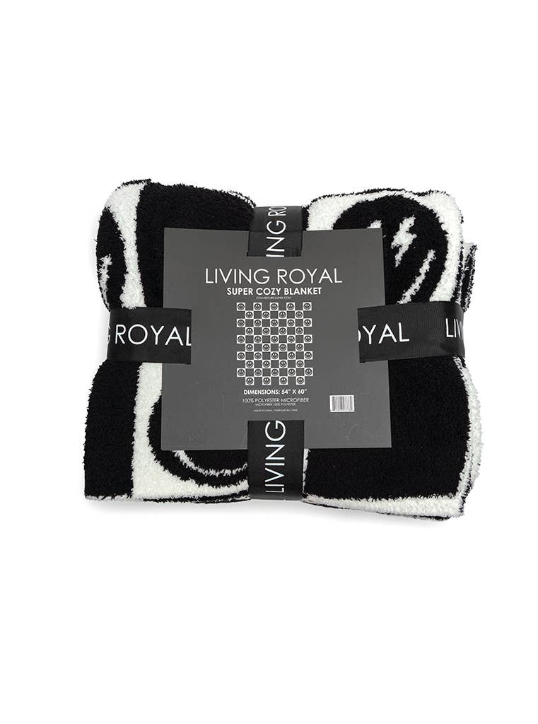 Living Royal Throw Blanket - Checkered w/ Happy Faces