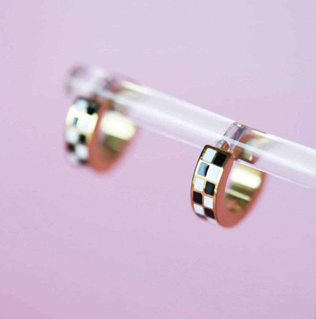 Pierced Co - Black/White Checkered Huggies