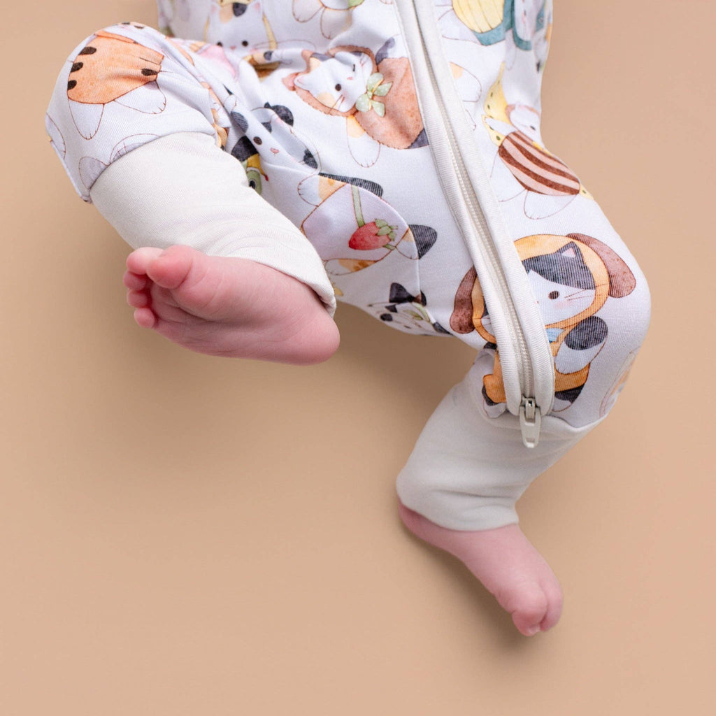 Jammie Session Bamboo Romper - Meowster of Disguise