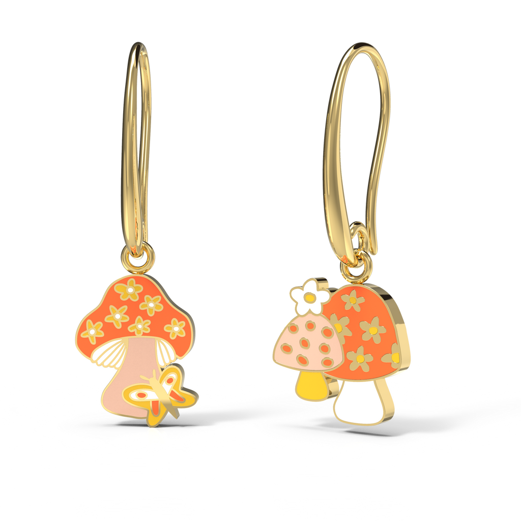 Yellow Owl Workshop - Mushroom Butterfly Earrings