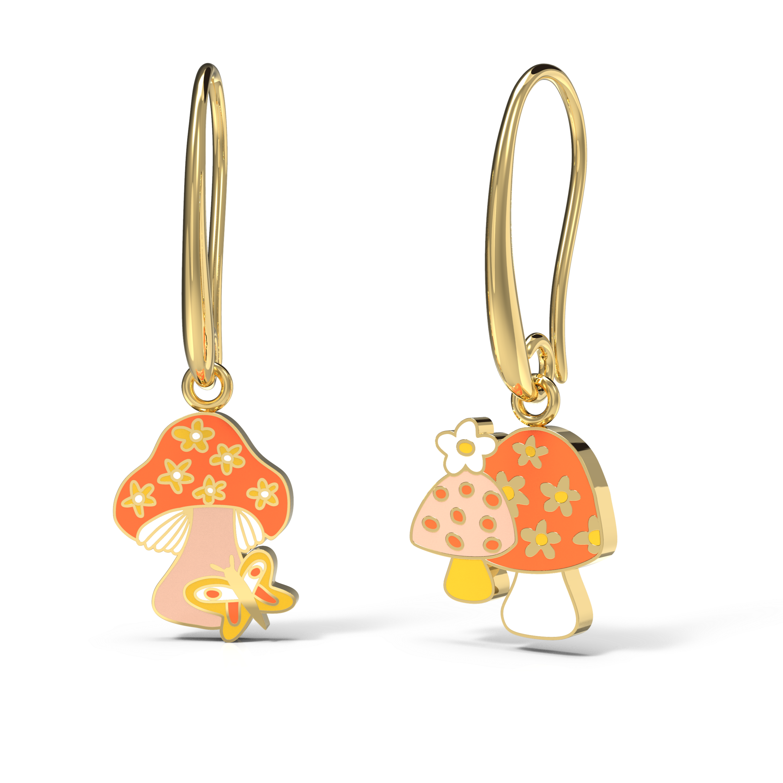 Yellow Owl Workshop - Mushroom Butterfly Earrings