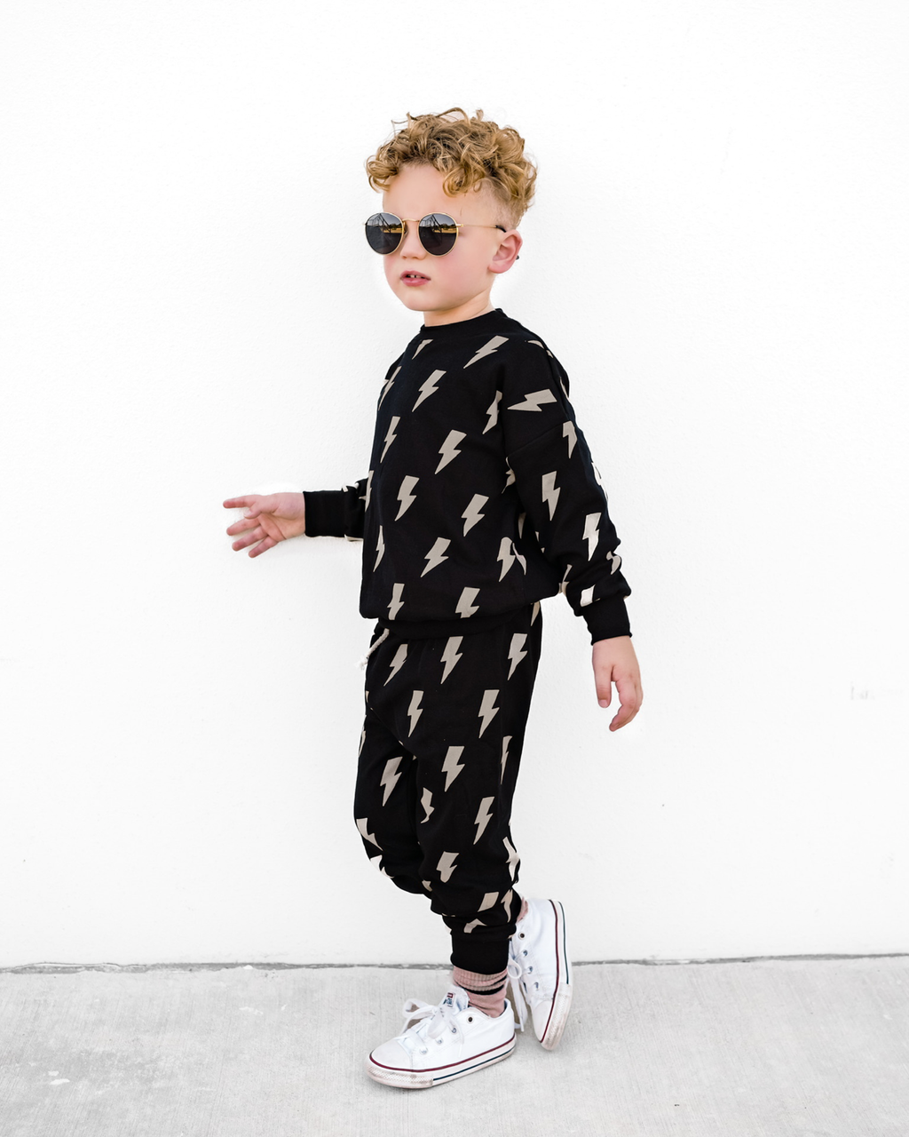 Lucky Panda Kids Jogger Set - Black Bolts