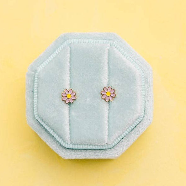 Desert Peach - Purple Daisy Stud Earrings