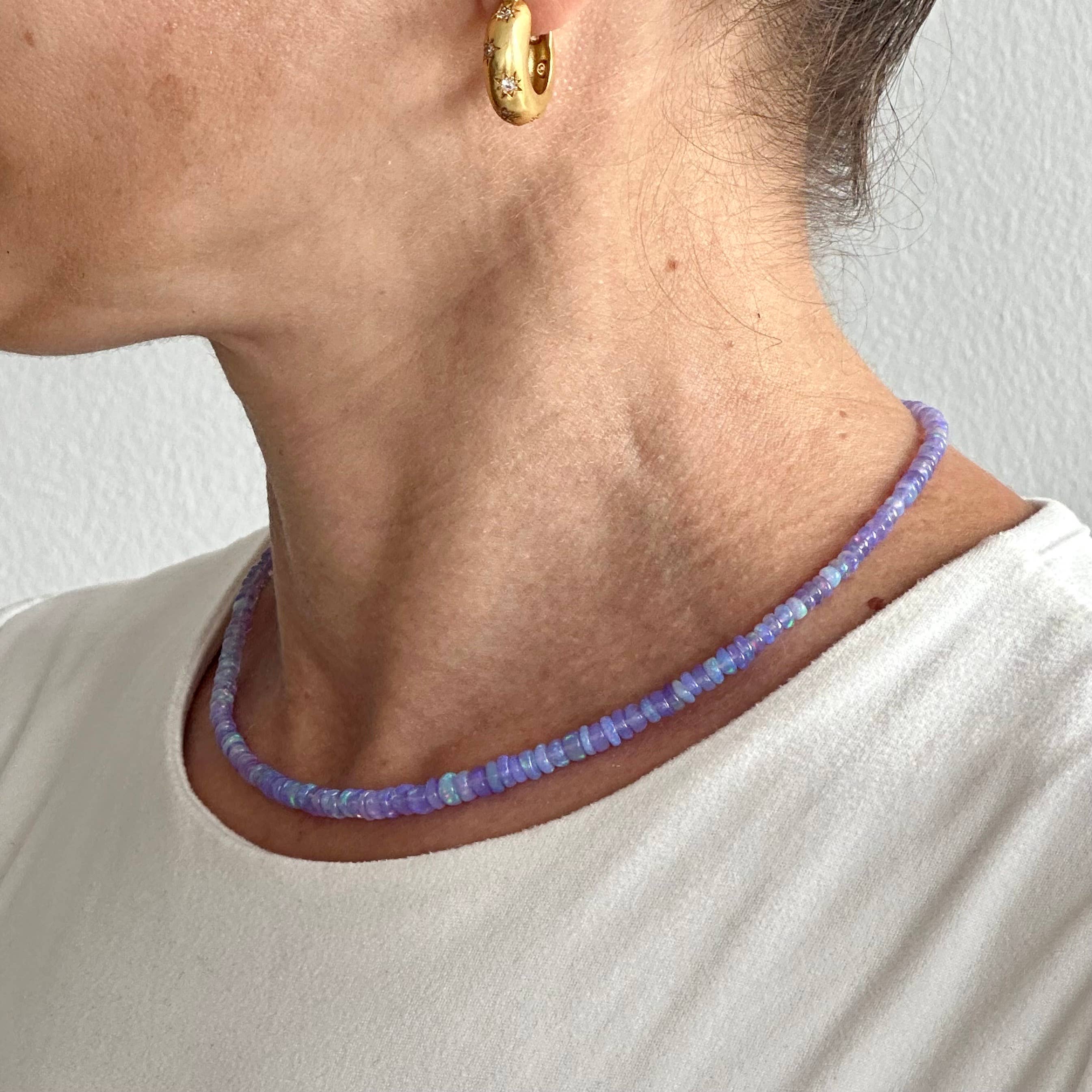 Anokhi Green Handmade Gemstone Necklace - Purple Ethiopian Opal