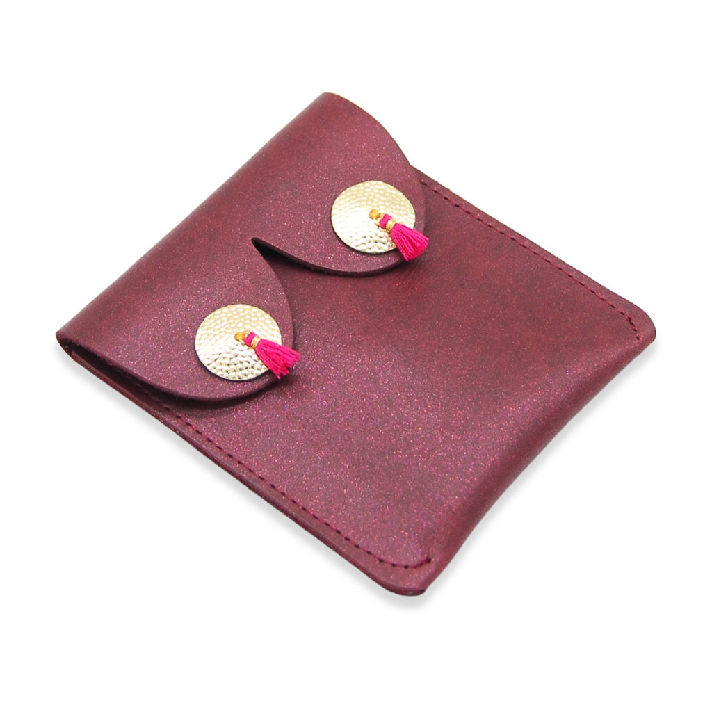 Itty Bitty Leather Coin Pouch - Burgundy