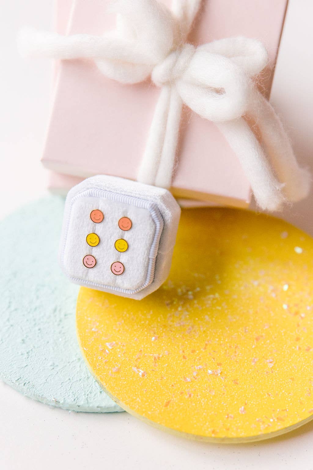 Desert Peach - Yellow Smiley Stud Earrings