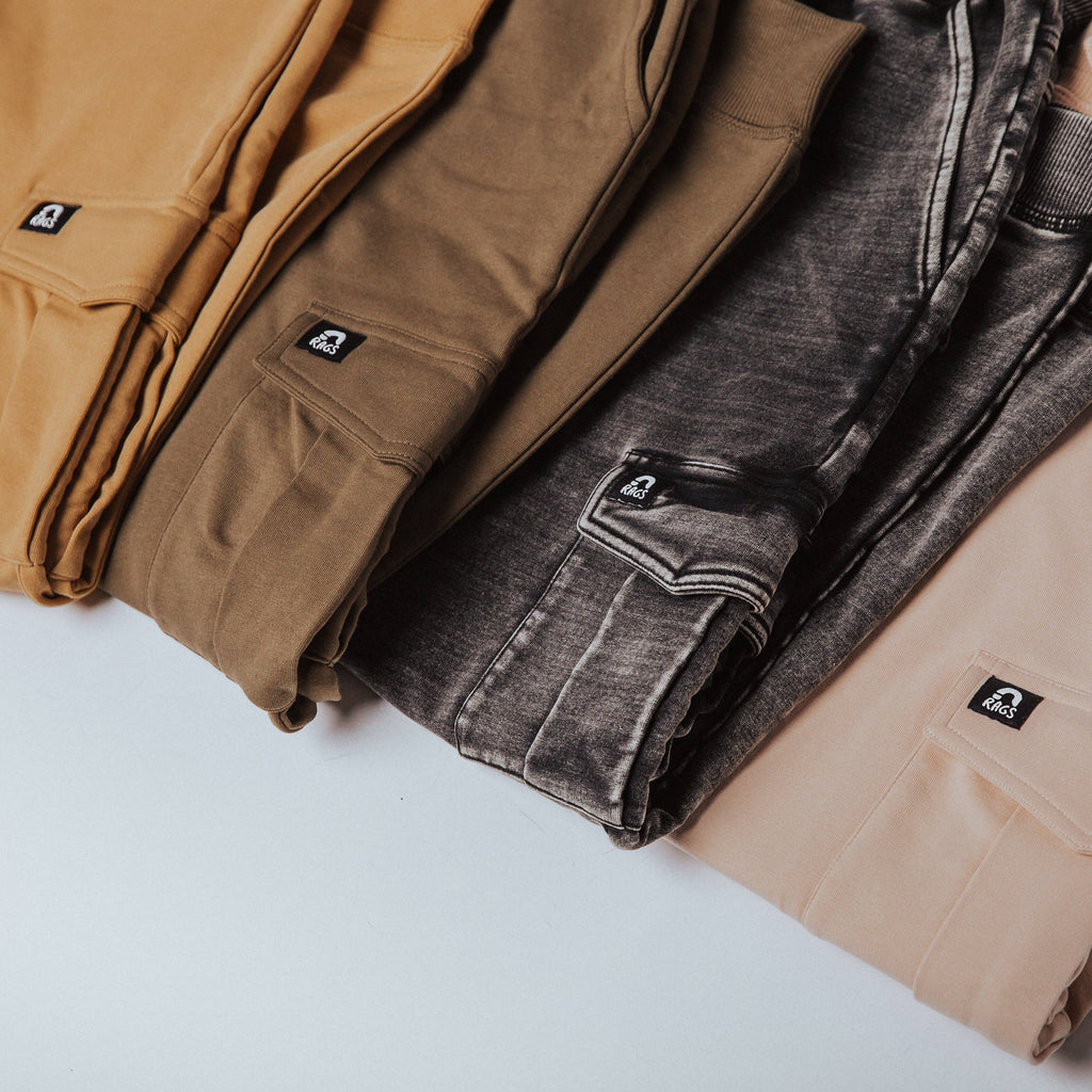 RAGS - Relaxed Fit Cargo Joggers - Washed Black Denim