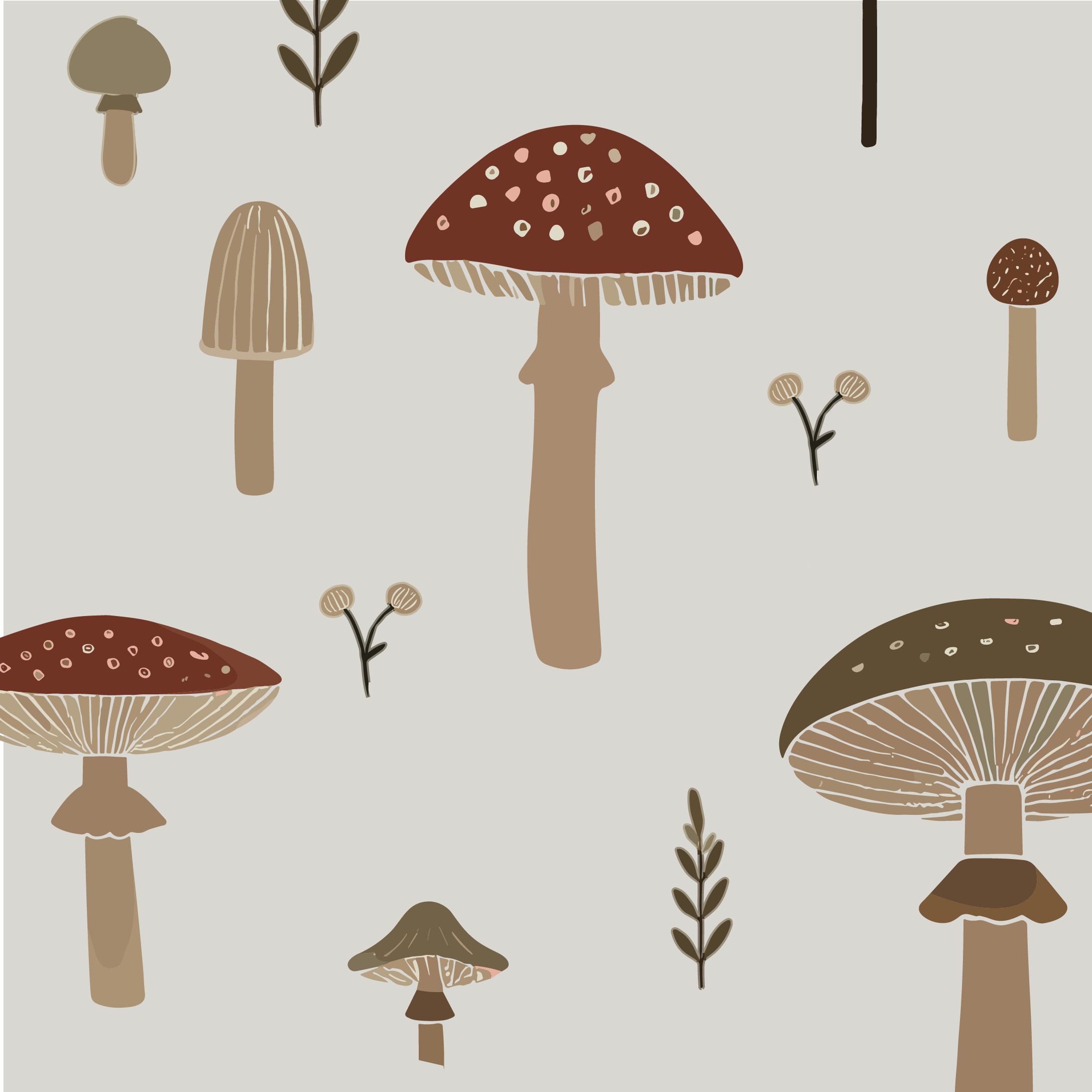 Willow+Co Bamboo Footie - Mushrooms