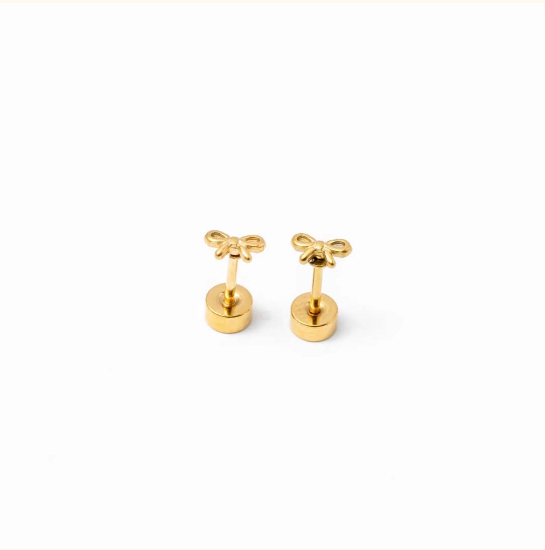Pip Pop Post - Mini Bow Stud Earring - Silver