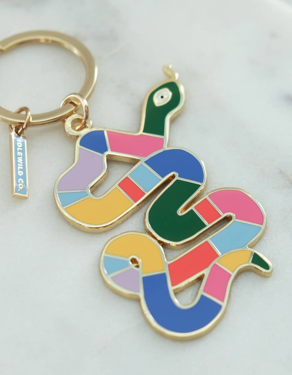 Idlewild Co. Enamel Keychain - Rainbow Snake